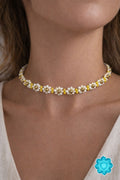 Choker Flores Blancas y Amarillas